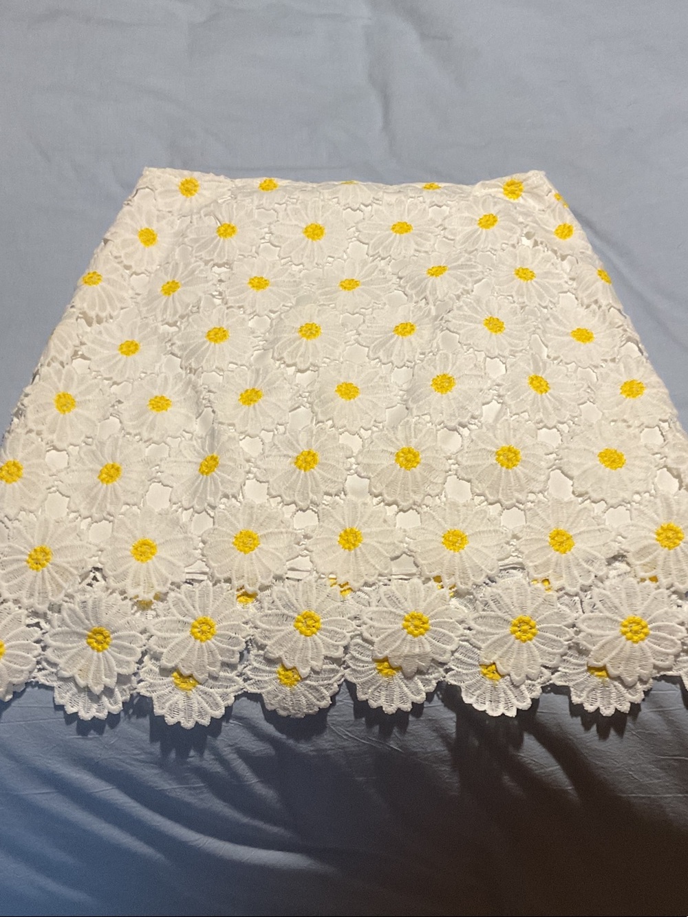 White Daisy Lace Mini Skirt with Yellow Accents
